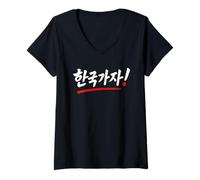 Mujer ¡Vamos a Corea! Divertidas Palabras en hangul Coreano Camiseta Cuello V