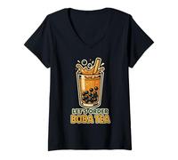 Mujer Vamos a Pedir Boba Tea Bubble Tea Milk Tea Lover Camiseta Cuello V