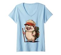Mujer Vamos - aventura de senderismo con un erizo Camiseta Cuello V