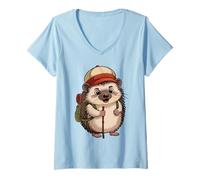 Mujer Vamos - aventura de senderismo con un erizo Camiseta Cuello V