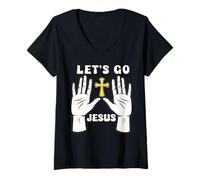 Mujer Vamos Jesús Entusiasta de la fe Cristiana Camiseta Cuello V