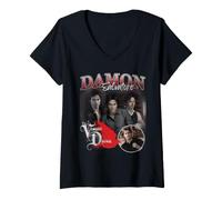 Mujer Vampire Diaries Damon Crow Homage Camiseta Cuello V