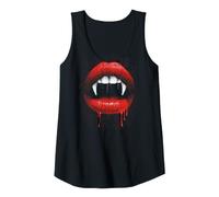 Mujer Vampiro Colmillos Dientes Labios Rojos gótico Espeluznante Disfraz de Halloween Camiseta sin Mangas