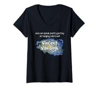 Mujer Van Gogh Cita Arte Color Poesía Pintor Creatividad Diseño Camiseta Cuello V