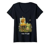 Mujer Van Gogh Funny Art Juego de Palabras con diseño de Girasoles Camiseta Cuello V