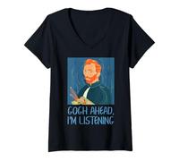Mujer Van Gogh Juego de Palabras Escuchar Historia del Arte Retrato Humor Gogh Ahead Camiseta Cuello V