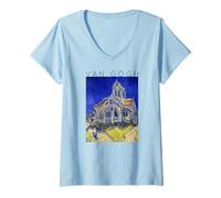 Mujer Van Gogh - La Iglesia en Auvers-Sur-Oise Camiseta Cuello V