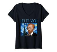 Mujer Van Gogh Let It Gogh Historia del Arte Juego de Palabras Artista Humor Retrato Camiseta Cuello V