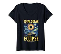 Mujer Van Gogh Starry Night Total Solar Eclipse Cruise Spain 2026 Camiseta Cuello V
