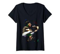 Mujer Van Morrison Moondance Cantante en Vivo Newcastle 1995 Camiseta Cuello V