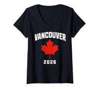 Mujer Vancouver Canada s Maple Leaf s 2026-Travel Souvenir Camiseta Cuello V