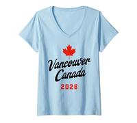 Mujer Vancouver Canada s Maple Leaf s 2026-Travel Souvenir Camiseta Cuello V