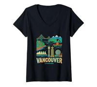 Mujer Vancouver Canadá Travel Souvenir City Landmark Turista Regalo Camiseta Cuello V