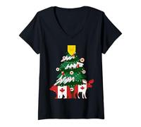 Mujer Vancouver Canadian Christmas Crew Canadá British Colombia Camiseta Cuello V