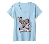 Mujer Vancouver Raven & Sun Pacific Northwest Arte Tribal Nativo Camiseta Cuello V