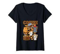 Mujer Vaporwave Japón Kawaii Café Otaku Anime Japonés Café Camiseta Cuello V