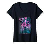 Mujer Vaporwave Streetwear Vintage japonesas estéticas lofi Camiseta Cuello V