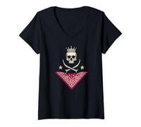 Mujer Vaquero campestre gótico de Royal Crown Camiseta Cuello V