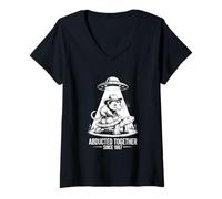 Mujer Vaquero de zarigüeya en una tortuga bajo foco OVNI Camiseta Cuello V