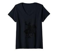 Mujer Vaquero, equitación, caballo, negro, icono, oeste, vintage, mirada Camiseta Cuello V