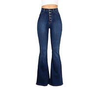 Mujer Vaqueros Acampanados Talla Grande Cintura Alta Pantalones Vaqueros Elástico Retro Flared Jeans Pantalones Largos Damas Mezclilla Pantalones De Campana Casual Pantalones Ancho Pierna