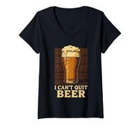 Mujer Vaso de Pinta con Texto en inglés I Can't Quit Beer Camiseta Cuello V