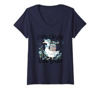 Mujer Vaya, compré más Libros Goose Fun Camiseta Cuello V