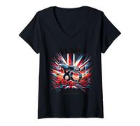 Mujer VE Day Flag 80 aniversario 2025 V E Day Celebrations Tees Camiseta Cuello V