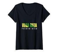 Mujer Vega Baja Ciudad en Puerto Rico, Bandera Vega Baja Camiseta Cuello V