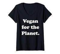 Mujer Vegan For The Planet Eco Statement Camiseta Cuello V