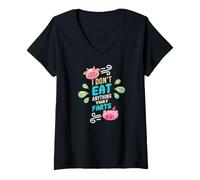Mujer Vegano Vegetariano Planta Amor Sin Carne Dieta Ética Herbívoro Camiseta Cuello V