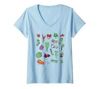 Mujer Vegetable Field Guide Modern Illustrated Garden Veggies Camiseta Cuello V