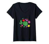 Mujer Vegetales Comida Vegana Camiseta Cuello V