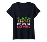 Mujer Vegetales de raíz coloridos y motivacionales entre sí Camiseta Cuello V