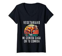 Mujer Vegetariano Mi Comida Caga en Tu Comida Camiseta Cuello V