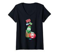 Mujer VeggieTales Ho Ho Ho Larry The Cucumber & Bob The Tomato Camiseta Cuello V
