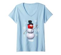 Mujer VeggieTales Let It Snow Bob The Tomato Snowman Camiseta Cuello V
