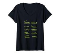 Mujer Vehículos Militares Tanques Aviones Amante Niños y Niñas Camiseta Cuello V