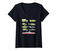 Mujer Vehículos Militares Tanques Aviones Amante Niños y Niñas Camiseta Cuello V