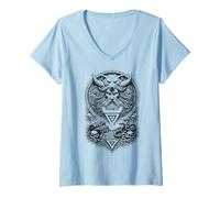 Mujer Veles Rune Symbol Slavic Pagan Chamán Oscuro Tótem Arte Camiseta Cuello V