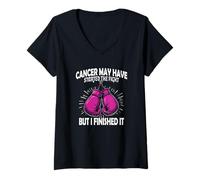 Mujer Vencí al cáncer de Mama | Pink Gloves Breast Cancer Survivor Camiseta Cuello V