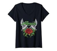 Mujer Veneno - Espinas y Alas Camiseta Cuello V, Negro, L