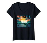 Mujer Venezuela en mi Corazón Orgulloso Raíces Venezolanas Latino Camiseta Cuello V