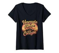 Mujer Venezuela Florece en mi Corazon, Orgullo venezolano atemporal Camiseta Cuello V