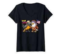 Mujer Venezuela USA Raíces Bandera venezolana Americana Orgullosa Camiseta Cuello V