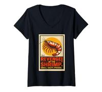 Mujer Venganza del Camarón Diseño Divertido y Salado Camiseta Cuello V