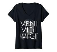 Mujer Veni Vidi Vici Cita de Julio César Imperio Romano Motivador Camiseta Cuello V