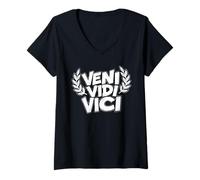 Mujer Veni Vidi Vici El Ganador del Texto Latino se Lleva Todo Camiseta Cuello V