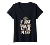 Mujer Ventiladores de proyección Astral Viaje Espiritual Fuera del Cuerpo Cósmico Camiseta Cuello V