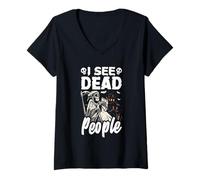 Mujer Veo Gente Muerta Divertida Halloween para Jugadores Camiseta Cuello V